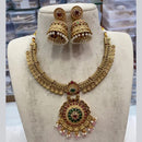 Joyful Jewel Art  Matte Gold Plated Pota Stone And Pearl Necklace Set