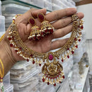 Joyful Jewel Art  Matte Gold Plated Pota Stone And Pearl Necklace Set