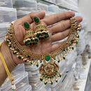 Joyful Jewel Art  Matte Gold Plated Pota Stone And Pearl Necklace Set