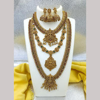 Joyful Jewel Art Matte Gold Plated Pota Stone Temple Necklace Combo