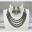 Joyful Jewels Art Oxidised Plated Pota Stone And Pearl Necklace Set