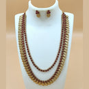 Joyful Jewel Art Matte Gold Plated Pota Stone Double Necklace Set