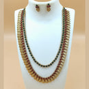 Joyful Jewel Art Matte Gold Plated Pota Stone Double Necklace Set