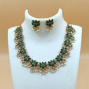 Joyful Jewel Art Matte Gold Plated Pota Stone And Pearl Necklace Set
