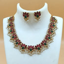Joyful Jewel Art Matte Gold Plated Pota Stone And Pearl Necklace Set