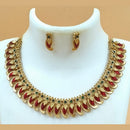 Joyful Jewel Art Matte Gold Plated Pota Stone Necklace Set
