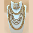 Joyful Jewel Art Matte Gold Plated Pota Long And Short Necklace Set