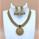 Joyful Jewel Art Matte Gold Plated Temple Necklace Set