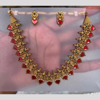 Joyful Jewel Art Matte Gold Plated Pota Stone Necklace Set