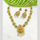 Joyful Jewel Art Matte Gold Plated Pota Stone Temple Necklace Set