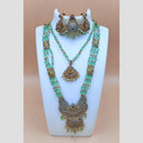Joyful Jewel Art Duo Glam Austrain Stone And Beads Elegant Fusion Double Necklace Set