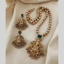 Joyful Jewel Art Timeless Beauty Matte Gold Pota Stone Temple Necklace Set
