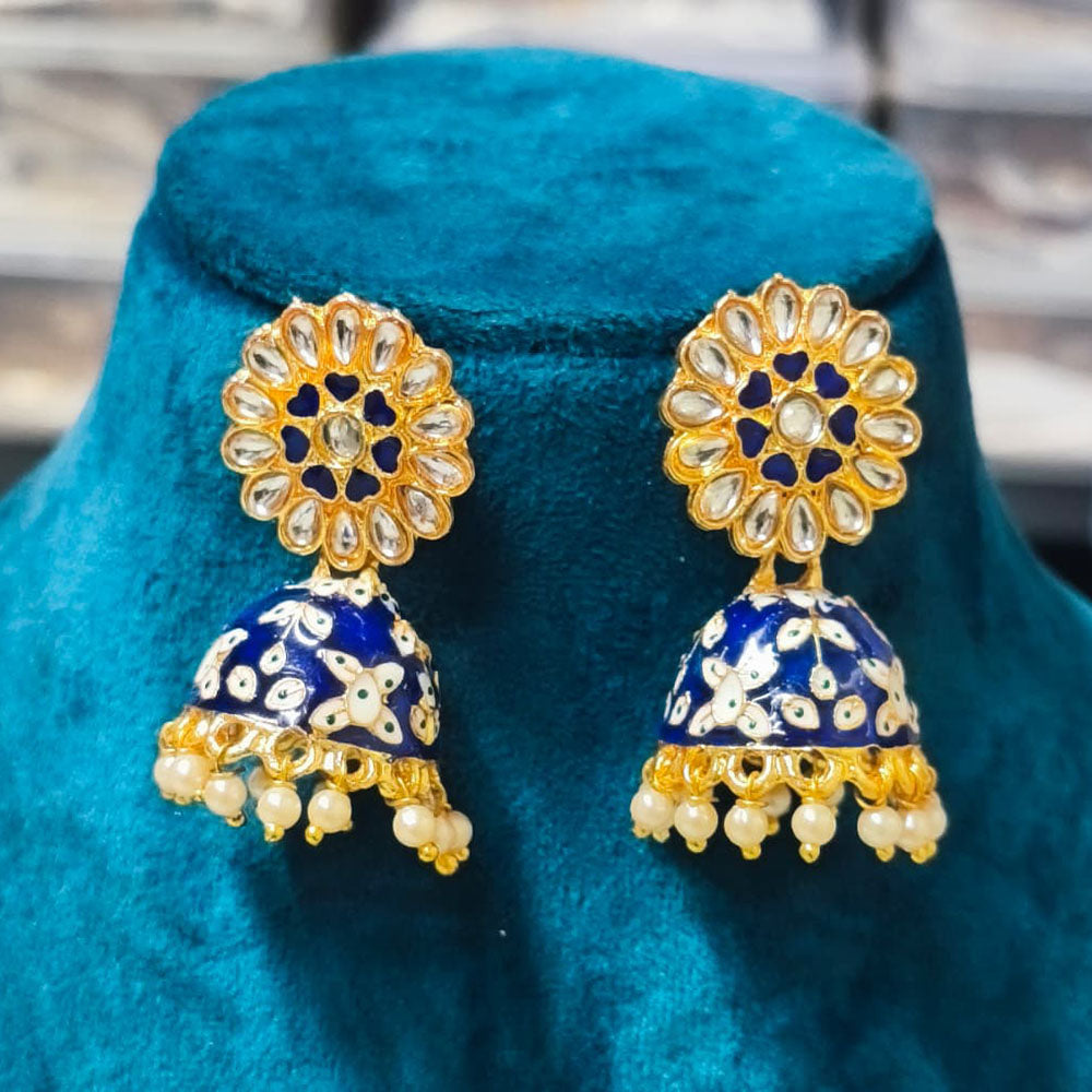 Joyful Jewel Art Heritage Meenakari Kundan Pearl Statement Jhumki Earrings