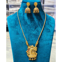 Joyful Jewel Art Matte Royal Pota Stone And Pearl Temple Necklace Set  