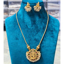 Joyful Jewel Art Matte Royal Pota Stone And Pearl Temple Necklace Set  