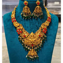Joyful Jewel Art Matte Royal Pota Stone And Pearl Temple Necklace Set