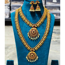Joyful Jewel Art Traditional Matte Finish Pota Stone And Pearl Double Necklace Set
