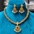 Joyful Jewel Art Traditional Matte Pota Stone And Pearl Necklace Set