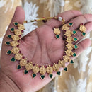 Joyful Jewel Art Traditional Matte Pota Stone And Pearl Temple Necklace Set