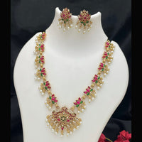 Joyful Jewel Art Traditional Matte Pota Stone And Pearl Necklace Set