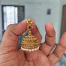 Joyful Jewel Art Matte Gold Plated Pota Stone And Pearls Jhumki Earrings