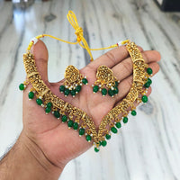 Joyful Jewel Art Timeless Beauty Matte Gold Pearl Necklace set