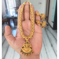 Joyful Jewel Art Timeless Matte Gold Pota Stone And Pearl Temple Necklace set