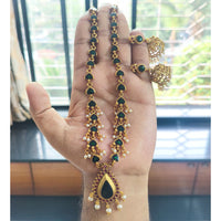 Joyful Jewel Art Timeless Beauty Matte Gold Pota Stone And Pearl Necklace set