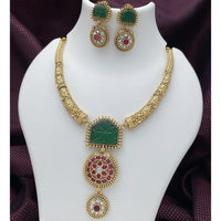 Joyful Jewel Art Timeless Beauty Matte Gold Pota Stone Necklace set
