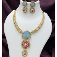 Joyful Jewel Art Timeless Beauty Matte Gold Pota Stone Necklace set