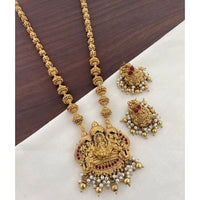Joyful Jewel Art Timeless Matte Gold Pota Stone And Pearl Temple Long Necklace set