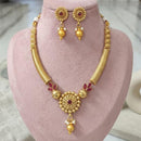 Joyful Jewel Art Traditional Matte Pota Stone And Pearl Necklace Set