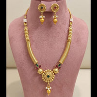 Joyful Jewel Art Traditional Matte Pota Stone And Pearl Necklace Set