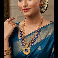 Joyful Jewel Art Traditional Matte Pota Stone Long Necklace Set