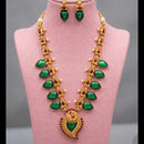 Joyful Jewel Art Traditional Matte Pota Stone And Pearl Long Necklace Set
