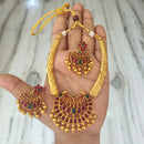 Joyful Jewel Art Traditional Matte Pota Stone And Pearl Necklace Set