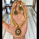 Joyful Jewel Art Traditional Matte Pota Stone And Pearl Necklace Set