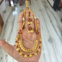 Joyful Jewel Art Traditional Matte Pota Stone And Temple Necklace Set