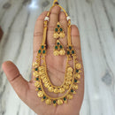 Joyful Jewel Art Traditional Matte Pota Stone And Temple Necklace Set