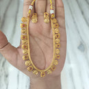Joyful Jewel Art Traditional Matte Pota Stone And Temple Necklace Set