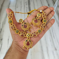 Joyful Jewel Art Traditional Matte Pota Stone And Pearl Necklace Set