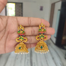 Joyful Jewel Art Matte Gold Plated Pota Stone And Pearl Temple Jhumki Earrings