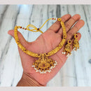 Joyful Jewel Art Traditional Matte Pota Stone And Pearl Temple Necklace Set