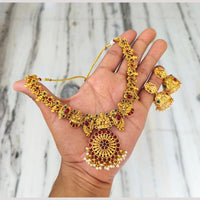 Joyful Jewel Art Traditional Matte Pota Stone And Pearl Necklace Set