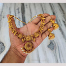 Joyful Jewel Art Traditional Matte Pota Stone And Pearl Temple Necklace Set