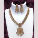 Joyful Jewel Art Traditional Matte Pota Stone And Pearl Necklace Set