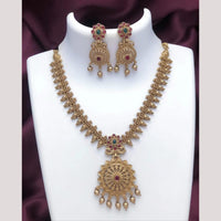 Joyful Jewel Art Traditional Matte Pota Stone And Pearl Necklace Set