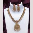 Joyful Jewel Art Traditional Matte Pota Stone And Pearl Necklace Set