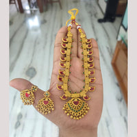 Joyful Jewel Art Traditional Matte Pota Stone And Pearl Necklace Set