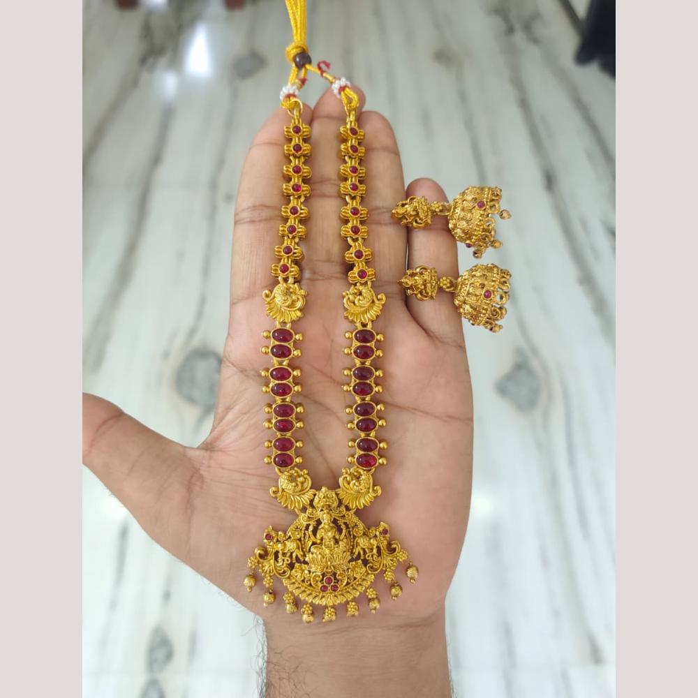 Joyful Jewel Art Traditional Matte Pota Stone And Pearl Necklace Set